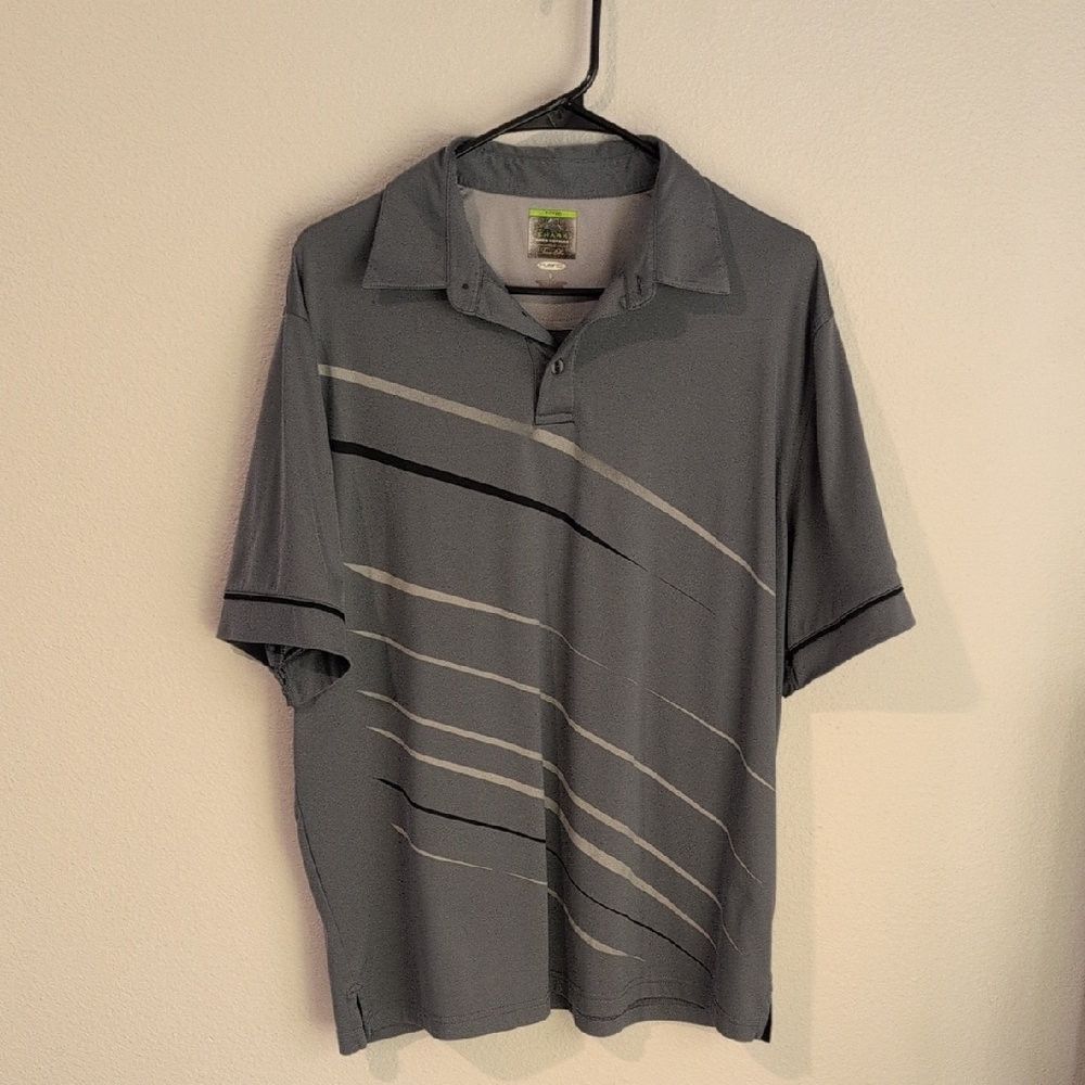 Greg Norman Shark For Tasso Elba Gray Short-Sleeve Polo Shirt L Large